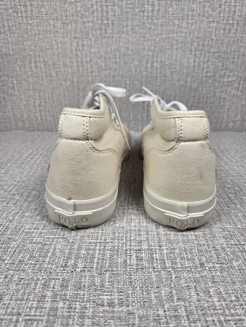 Polo Ralph Lauren Keaton Chukka Sneaker Boot Cream White Canvas  Men's Size 9.5